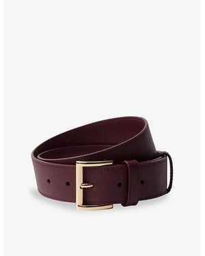 Prada Brand-Plaque Saffiano-Leather Belt - Brown
