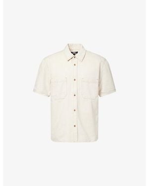PAIGE Saion Short-Sleeve Cotton And Linen Blend Denim Shirt - White