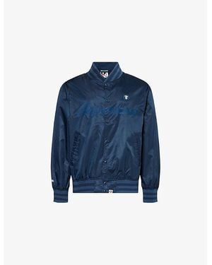 Aape Now Embroidered-Logo Woven Varsity Jacket - Blue