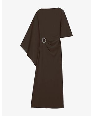 JOSEPH Joya Asymmetric Satin Maxi Dress - Brown