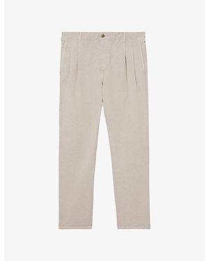 Reiss Pablo Side-Adjuster Cotton And Linen-Blend Trousers - Natural