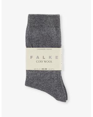FALKE Cosy Wool Brand-Print Knit Socks - Grey