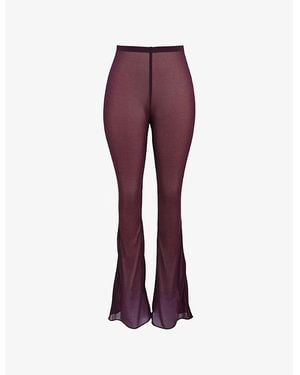 Mistress Rocks Flared-Leg High-Rise Woven Trousers - Purple