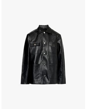 Carhartt Michigan Patch-Pockets Relaxed-Fit Faux-Leather Jacket - Black