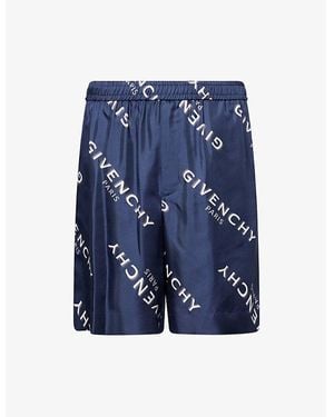 Givenchy Relaxed-Fit Logo Silk Shorts - Blue