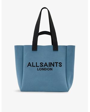 AllSaints Izzy Large Logo-Print Recycled-Polyester Tote - Blue