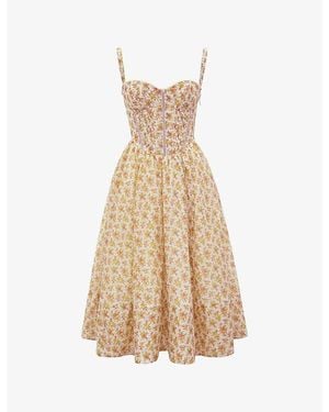 House Of Cb Kelly Floral-Print Corset Midi Dress - Natural