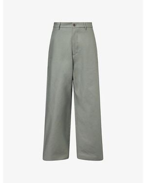 Acne Studios Plass Double Wide-Leg Cotton-Poplin Trousers - Grey