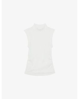 Reiss Simone High-Neck Stretch-Cotton Vest - White