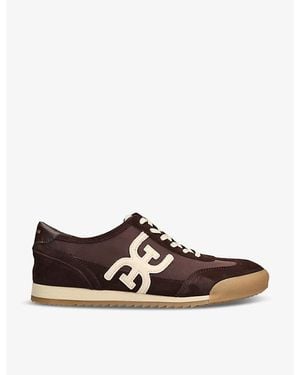 Sam Edelman Ivey Branded Leather And Suede Low-Top Trainers - Brown