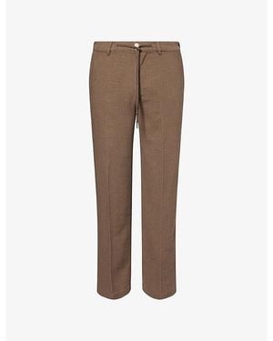 PAIGE Tiano Straight-Leg Linen-Blend Trousers - Brown