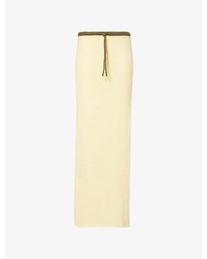 HYPHEN Crochet-Knit Cotton-Blend Maxi Skirt - Natural