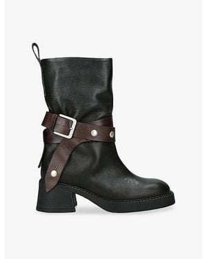 Miista Janina Leather Heeled Ankle Boots - Black