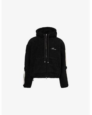 Amiri Bones Logo-Embroidered Fleece Hoody - Black