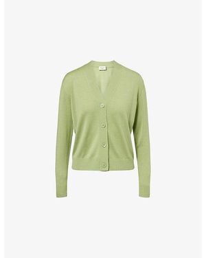 Weekend by Maxmara Regular-Fit V-Neck Wool-Blend Cardigan - Green