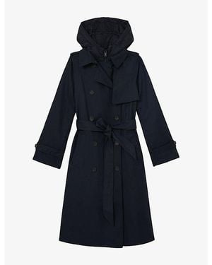 Reiss Azura Double-Breasted Woven Trench Coat - Blue