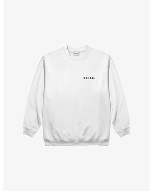 Rehab Oversized Logo-Print Cotton-Jersey Sweatshirt - White