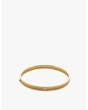 Monica Vinader Solitaire 18Ct-Plated Vermeil Sterling- And 0.015Ct Lab-Grown Diamond Bangle - Metallic
