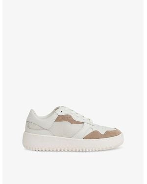Reiss Ruth Branded Leather Low-Top Trainers - White