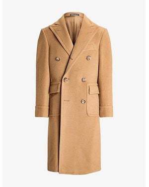 Polo Ralph Lauren Lapel-Collar Double-Breasted-Hair Overcoat - Natural