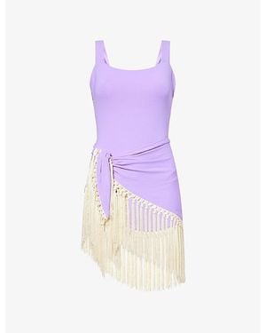 Taller Marmo Square-Neck Mini Lido Swimsuit - Purple