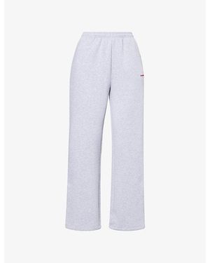 Sisters & Seekers Brand-Print Wide-Leg Cotton-Blend Jogging Bottoms - Blue