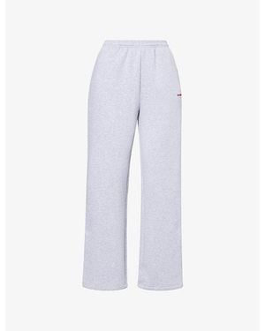 Sisters & Seekers Brand-Print Wide-Leg Cotton-Blend Jogging Bottoms - Blue