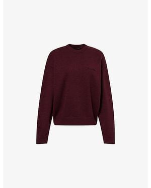 Ru & Rocka Brand-Embroidery Round-Neck Knitted Jumper - Red
