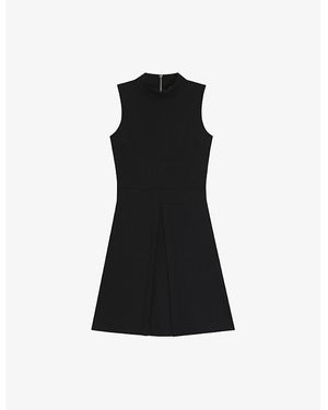 HUGO Sleeveless Pleat-Skirt Jersey Mini Dress - Black