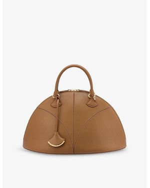 BVLGARI Marquise Large Leather Top-Handle Bag - Brown