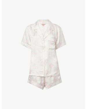 Eberjey Inez Washable Printed Silk Short Pyjama Set - White