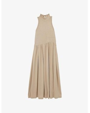 Reiss Ava Colour-Blocked Jersey Midi Dress in Green | Lyst