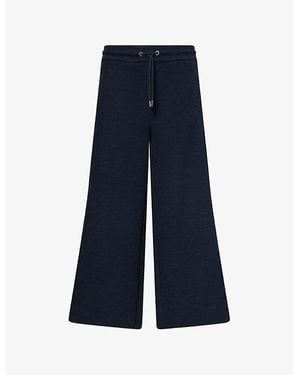 ME+EM Textured Wide-Leg Cotton-Jersey Cropped Trousers - Blue