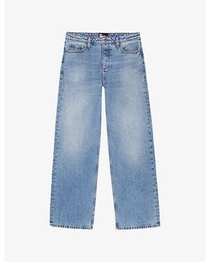 The Kooples Faded-Wash Straight-Leg Mid-Rise Jeans - Blue