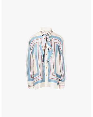 Zimmermann Relaxed Scarf Silk Shirt - Blue