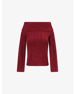 4th & Reckless Dalia Cotton-Blend Knitted Top - Red