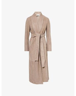 Nour Hammour Gallery Belted Suede Coat - Natural