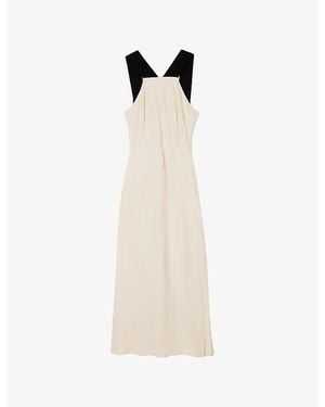 Whistles Buckle-Strap Slim-Fit Woven Midi Dress - White
