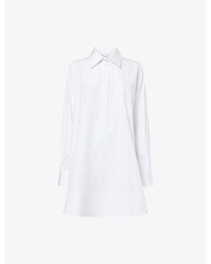 Stella McCartney Relaxed-Fit Collar Cotton Mini Shirt Dress - White