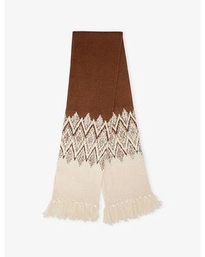 Varley Sebastian Jacquard Knitted Scarf - Brown