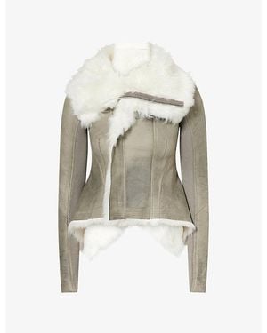 Rick Owens Naska Spread-Collar Leather Jacket - Multicolor
