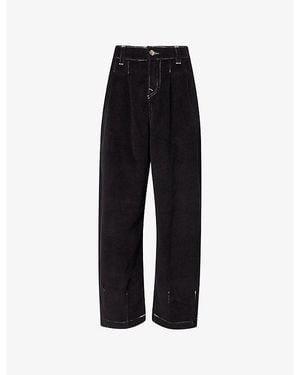 TRUE RELIGION Barrel Pleated Corduroy Trousers - Black