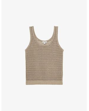 Reiss Claudia Open-Knit Linen Vest - Natural