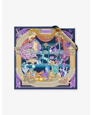 BVLGARI Curiosity Printed Square Silk-Twill Scarf - Blue