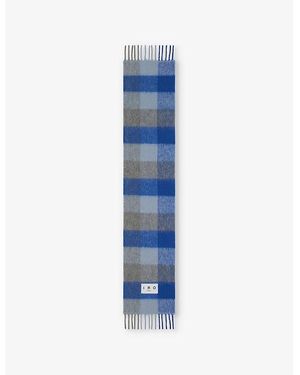 IRO Auray Check-Pattern Alpaca-Blend Scarf - Blue