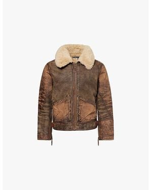 Polo Ralph Lauren Annual Shearling Regular-Fit Leather Jacket - Brown