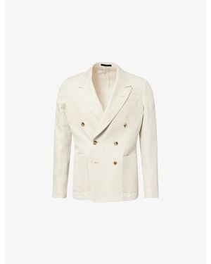 Paul Smith Double-Breasted Peak-Lapels Cotton And Linen-Blend Blazer - White