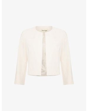 Phase Eight Elizabeth Round-Neck Stretch-Woven Jacket - White