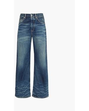 Acne Studios Mid Broadway Whiskering Wide-Leg Mid-Rise Denim Jeans - Blue