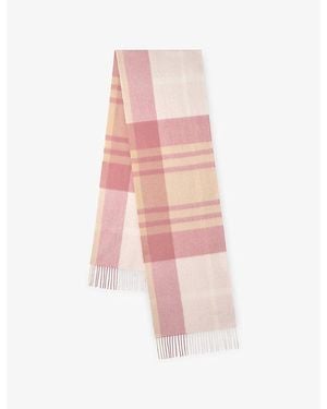 Mulberry Small-Check Merino-Wool Scarf - Pink